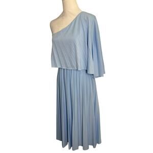 ASOS US size 2 pale blue one shoulder pleated crop top midi dress